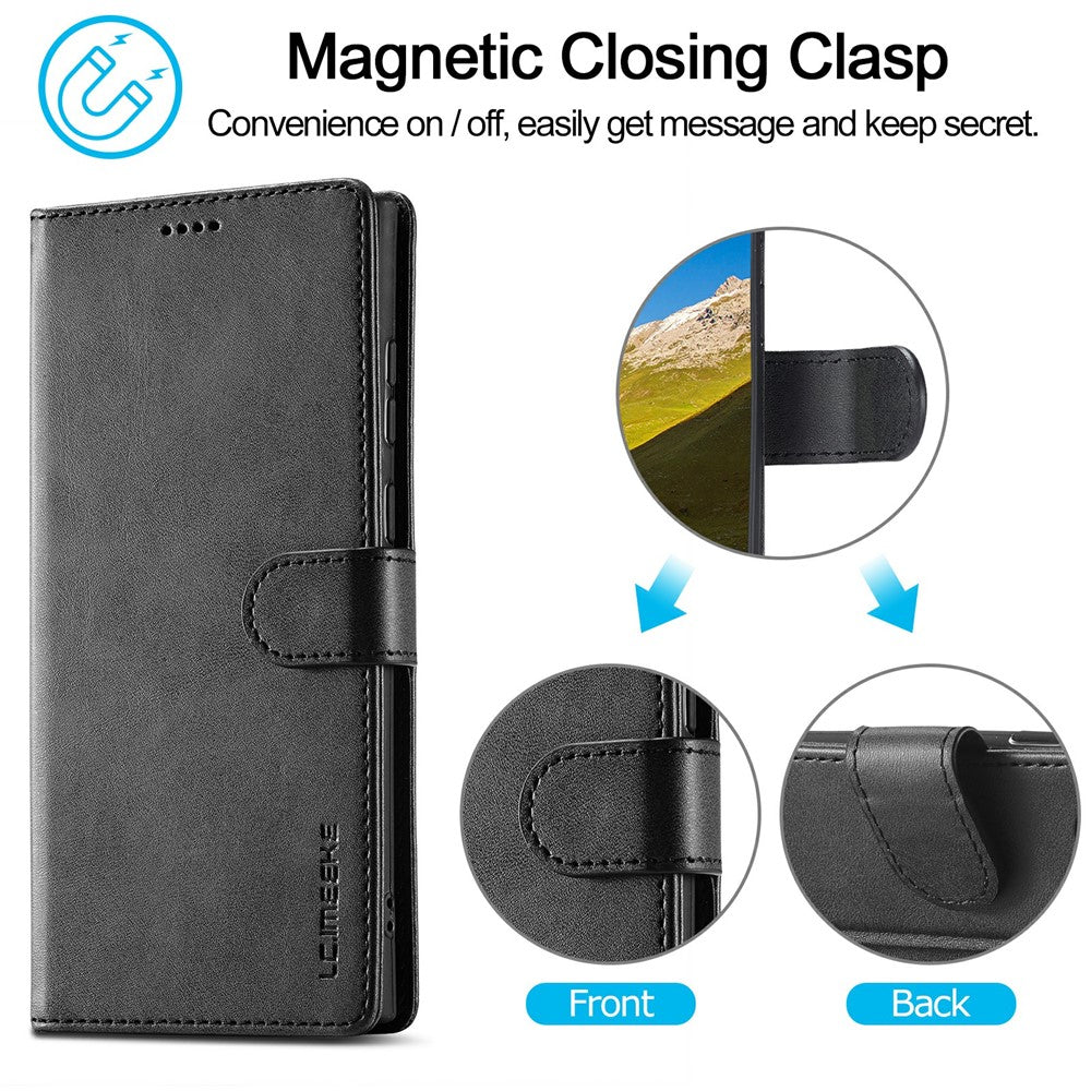 LC.IMEEKE For Samsung Galaxy S25 Ultra Case Calf Texture PU Leather Stand Wallet Phone Cover