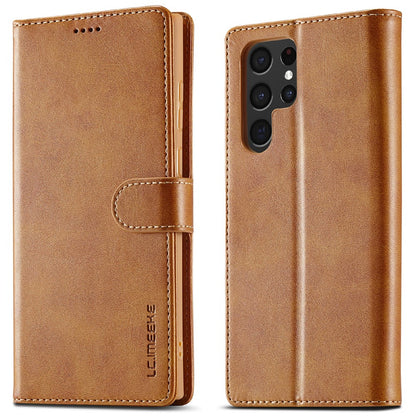 LC.IMEEKE For Samsung Galaxy S25 Ultra Case Calf Texture PU Leather Stand Wallet Phone Cover