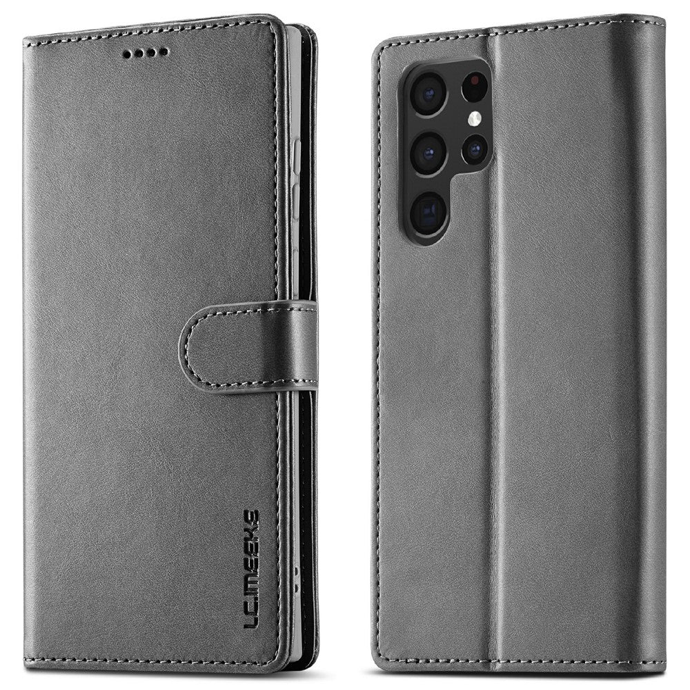 LC.IMEEKE For Samsung Galaxy S25 Ultra Case Calf Texture PU Leather Stand Wallet Phone Cover