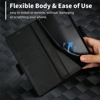 LC.IMEEKE For Samsung Galaxy S25 Ultra Case Carbon Fiber Texture Phone Cover Stand Card Holder