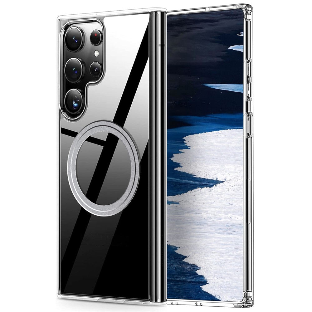 For Samsung Galaxy S25 Ultra Phone Magnetic Case TPU+PC Clear Back Cover