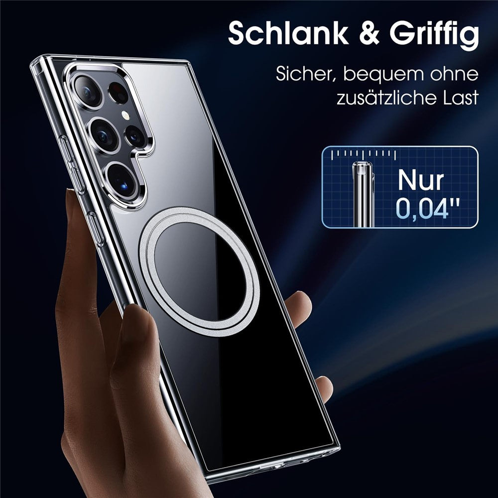 For Samsung Galaxy S25 Ultra Phone Magnetic Case TPU+PC Clear Back Cover