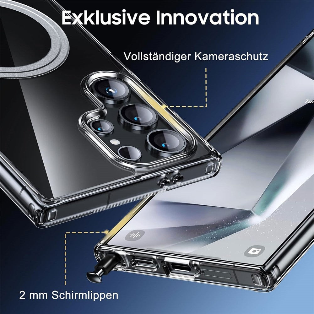 For Samsung Galaxy S25 Ultra Phone Magnetic Case TPU+PC Clear Back Cover