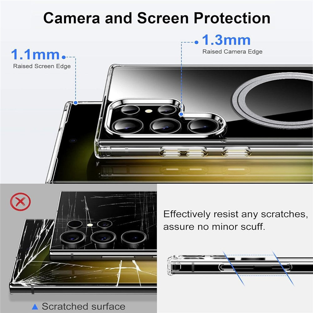 For Samsung Galaxy S25 Ultra Phone Magnetic Case TPU+PC Clear Back Cover