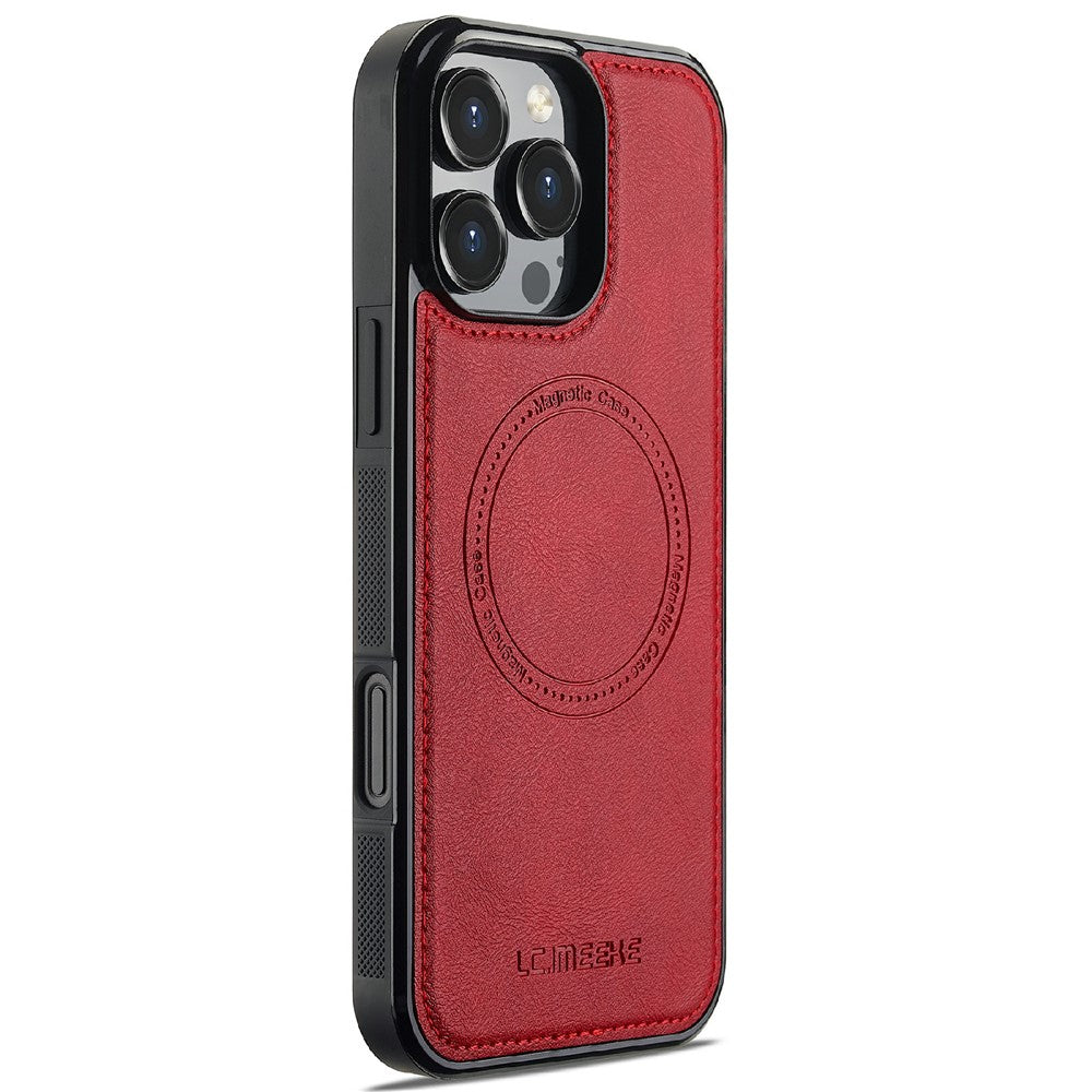LC.IMEEKE For iPhone 16 Pro Magnetic Case Compatible with MagSafe Leather+TPU Back Cover