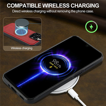LC.IMEEKE For iPhone 16 Pro Magnetic Case Compatible with MagSafe Leather+TPU Back Cover