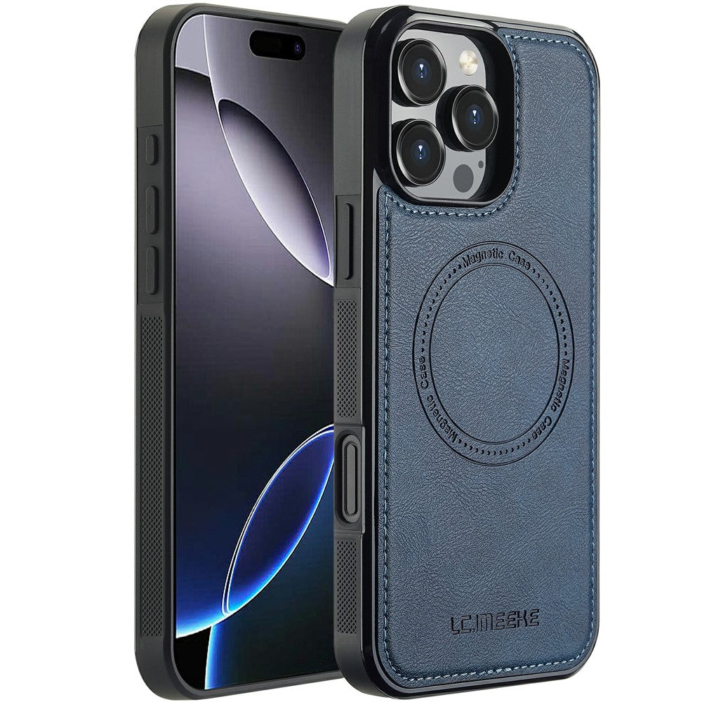 LC.IMEEKE For iPhone 16 Pro Magnetic Case Compatible with MagSafe Leather+TPU Back Cover
