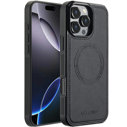LC.IMEEKE For iPhone 16 Pro Magnetic Case Compatible with MagSafe Leather+TPU Back Cover