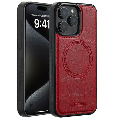 LC.IMEEKE For iPhone 15 Pro Magnetic Case Compatible with MagSafe Leather+TPU Back Cover