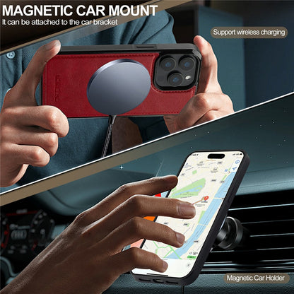 LC.IMEEKE For iPhone 14 Pro Magnetic Case Compatible with MagSafe Leather+TPU Back Cover