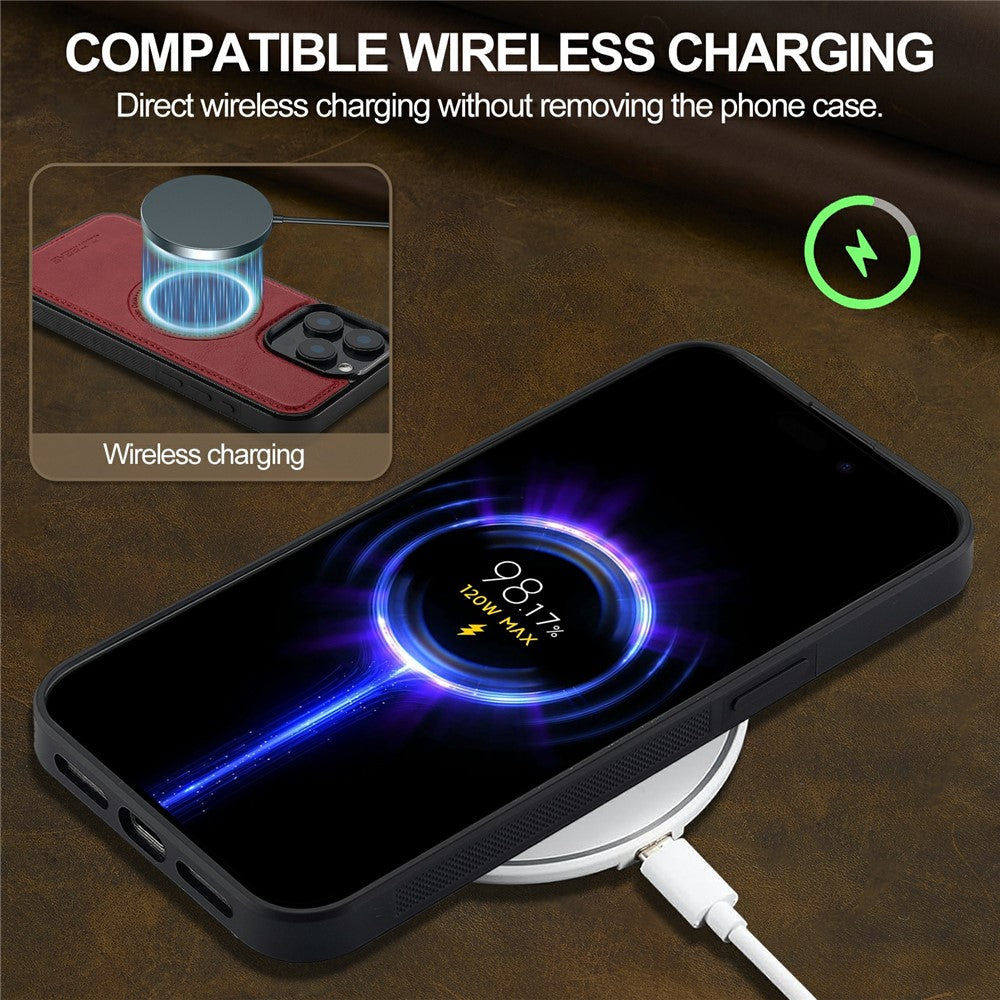 LC.IMEEKE For iPhone 14 Pro Magnetic Case Compatible with MagSafe Leather+TPU Back Cover