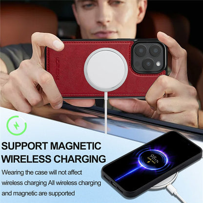 LC.IMEEKE For iPhone 14 Pro Magnetic Case Compatible with MagSafe Leather+TPU Back Cover