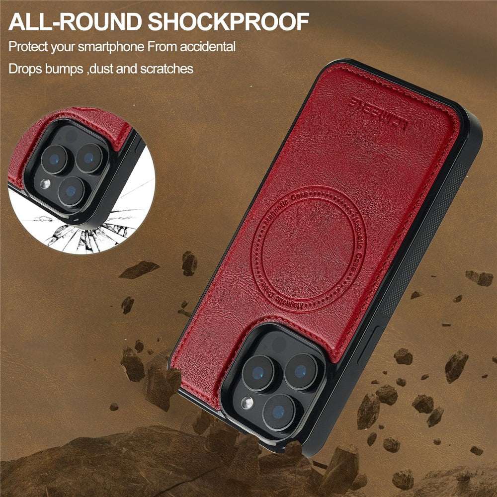 LC.IMEEKE For iPhone 14 Pro Magnetic Case Compatible with MagSafe Leather+TPU Back Cover