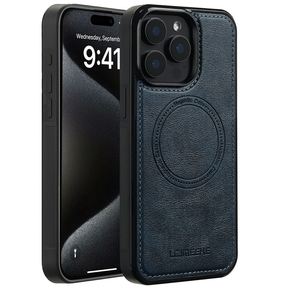 LC.IMEEKE For iPhone 14 Pro Magnetic Case Compatible with MagSafe Leather+TPU Back Cover