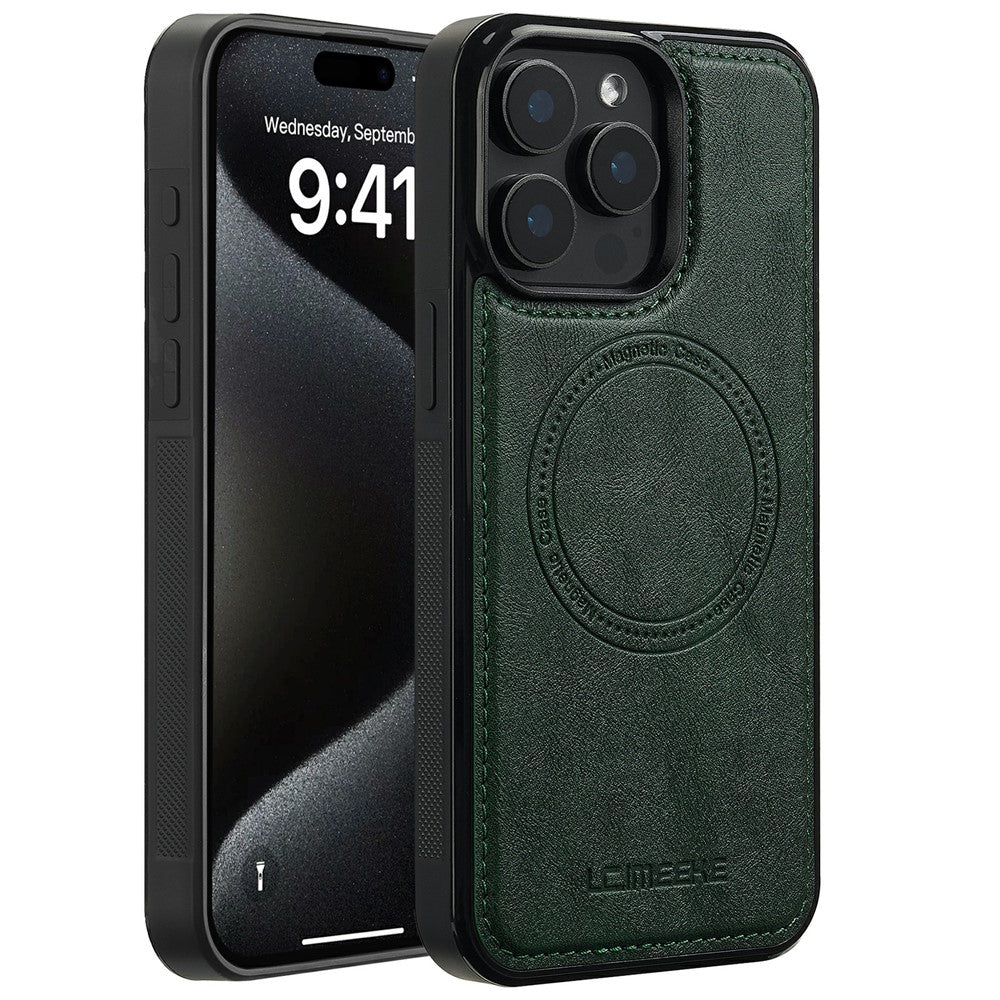 LC.IMEEKE For iPhone 14 Pro Magnetic Case Compatible with MagSafe Leather+TPU Back Cover