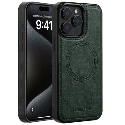 LC.IMEEKE For iPhone 14 Pro Magnetic Case Compatible with MagSafe Leather+TPU Back Cover