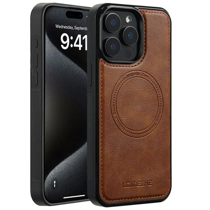 LC.IMEEKE For iPhone 14 Pro Magnetic Case Compatible with MagSafe Leather+TPU Back Cover