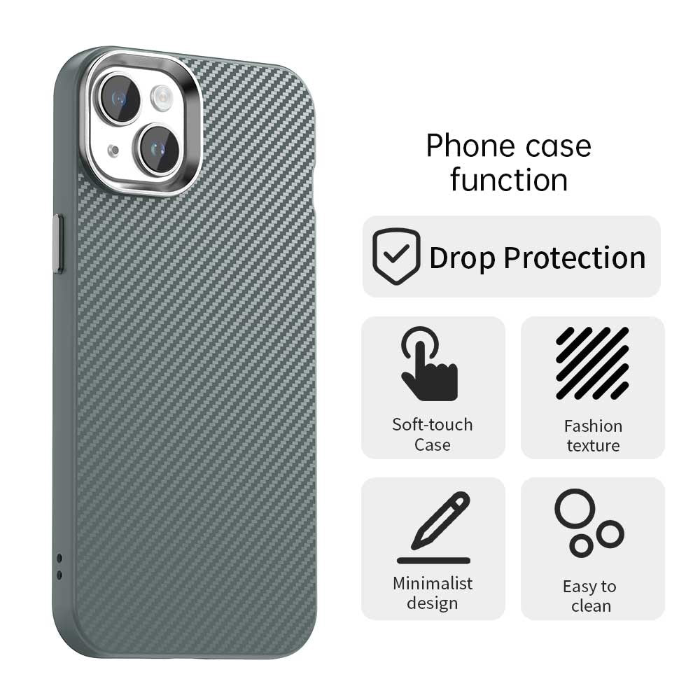 For iPhone 14 / 13 Case Cell Phone Hybrid Back Cover Carbon Fiber Texture