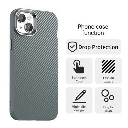 For iPhone 14 / 13 Case Cell Phone Hybrid Back Cover Carbon Fiber Texture