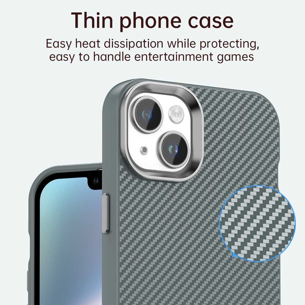 For iPhone 14 / 13 Case Cell Phone Hybrid Back Cover Carbon Fiber Texture