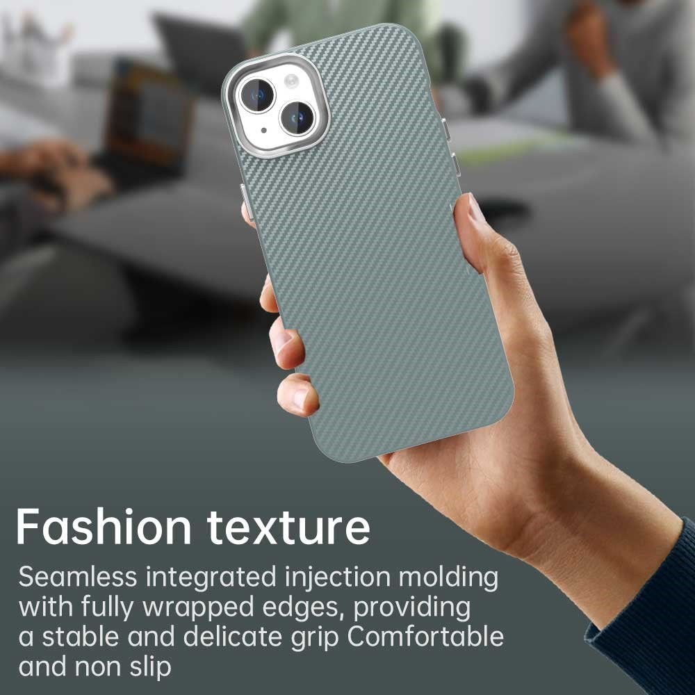 For iPhone 14 / 13 Case Cell Phone Hybrid Back Cover Carbon Fiber Texture