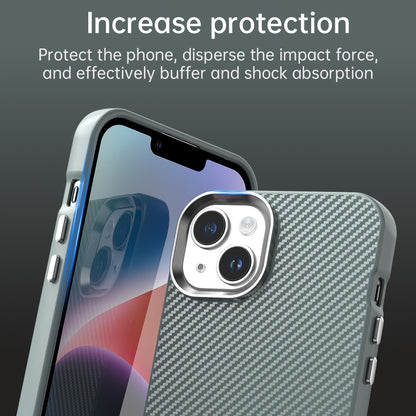 For iPhone 14 / 13 Case Cell Phone Hybrid Back Cover Carbon Fiber Texture