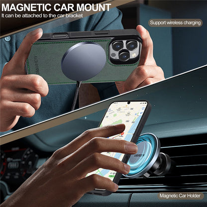 LC.IMEEKE For iPhone 16 Pro Max Magnetic Case Compatible with MagSafe Leather+TPU Back Cover