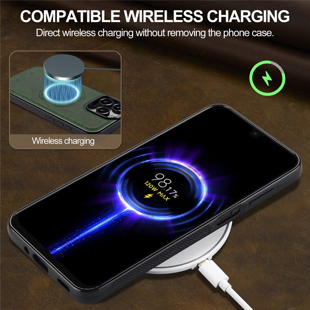 LC.IMEEKE For iPhone 16 Pro Max Magnetic Case Compatible with MagSafe Leather+TPU Back Cover