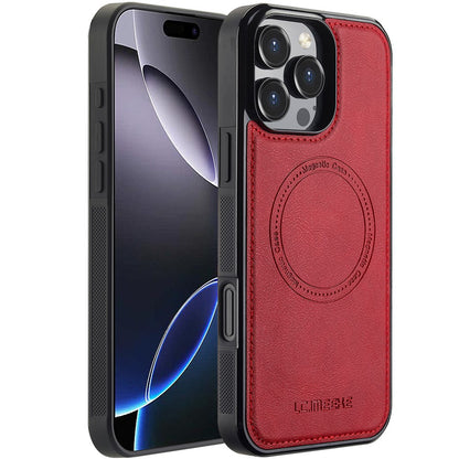 LC.IMEEKE For iPhone 16 Pro Max Magnetic Case Compatible with MagSafe Leather+TPU Back Cover