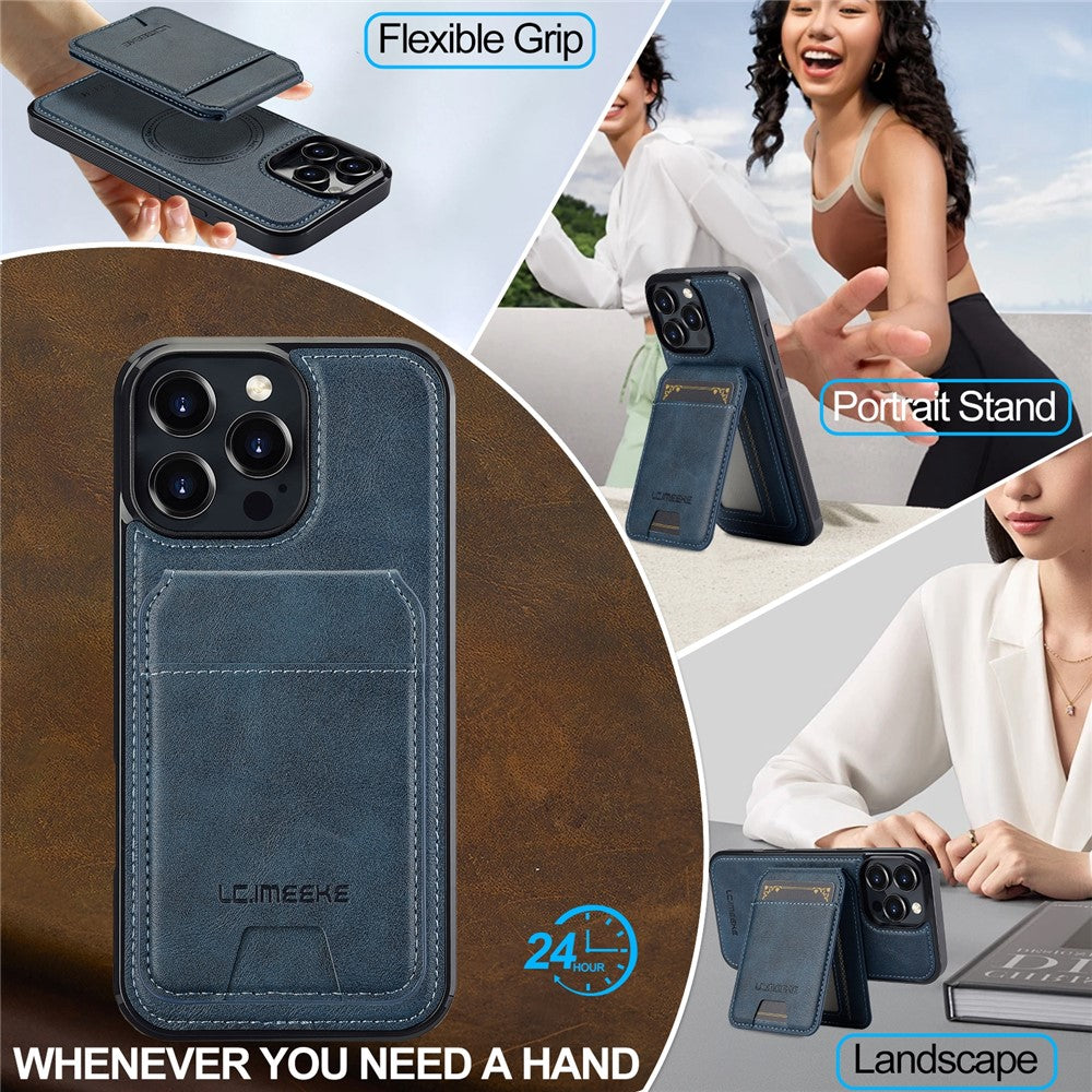 LC.IMEEKE L3 For iPhone 16 Pro Max Magnetic Case Detachable Card Holder Leather+TPU Mobile Cover