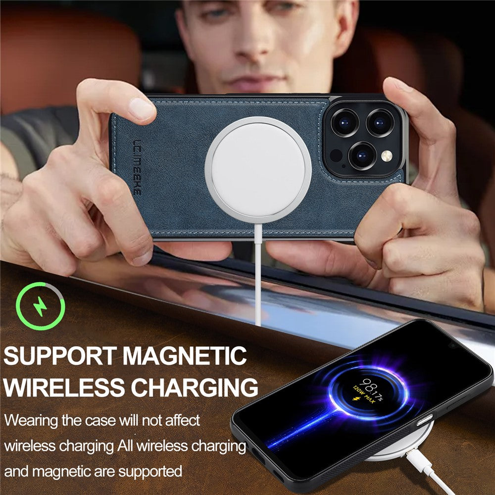 LC.IMEEKE L3 For iPhone 16 Pro Max Magnetic Case Detachable Card Holder Leather+TPU Mobile Cover