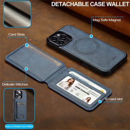 LC.IMEEKE L3 For iPhone 16 Pro Max Magnetic Case Detachable Card Holder Leather+TPU Mobile Cover
