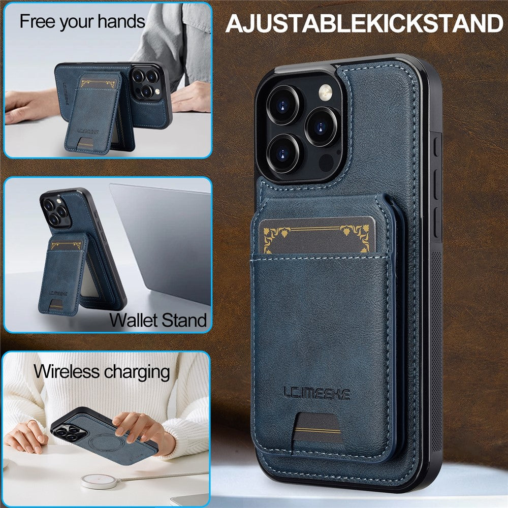 LC.IMEEKE L3 For iPhone 16 Pro Max Magnetic Case Detachable Card Holder Leather+TPU Mobile Cover