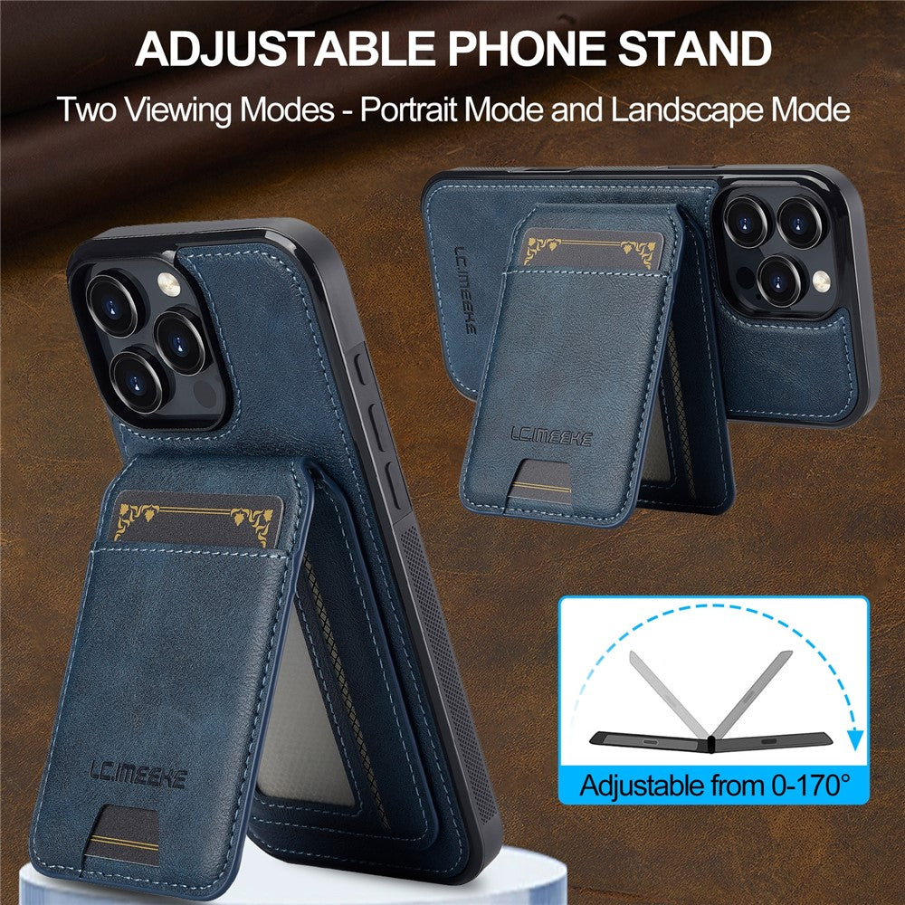 LC.IMEEKE L3 For iPhone 16 Pro Max Magnetic Case Detachable Card Holder Leather+TPU Mobile Cover