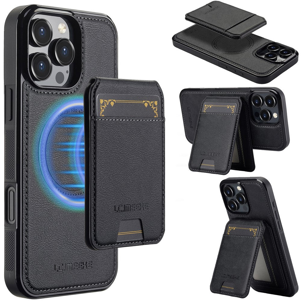 LC.IMEEKE L3 For iPhone 16 Pro Max Magnetic Case Detachable Card Holder Leather+TPU Mobile Cover