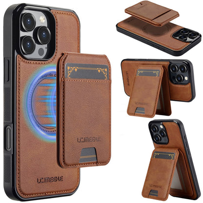 LC.IMEEKE L3 For iPhone 16 Pro Max Magnetic Case Detachable Card Holder Leather+TPU Mobile Cover