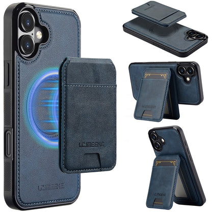LC.IMEEKE L3 For iPhone 16 Magnetic Case Detachable Card Holder Leather+TPU Mobile Cover