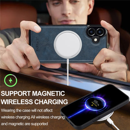 LC.IMEEKE L3 For iPhone 16 Magnetic Case Detachable Card Holder Leather+TPU Mobile Cover