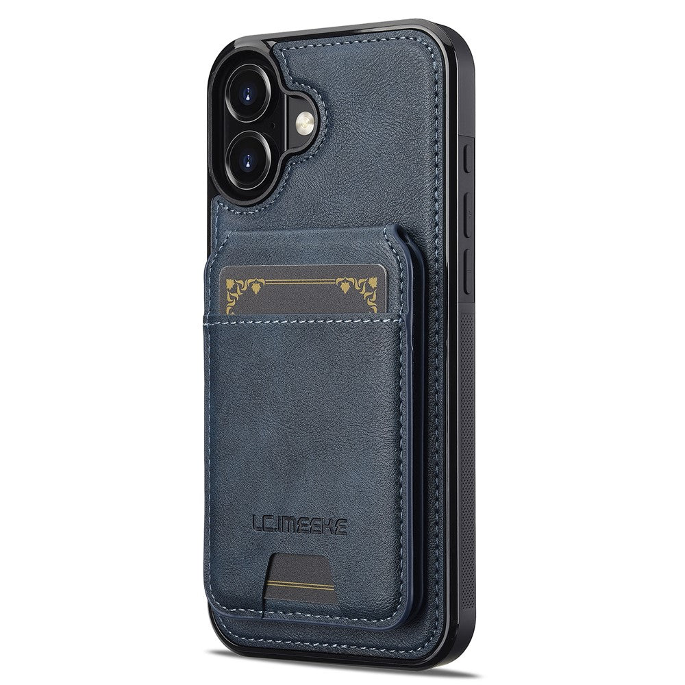LC.IMEEKE L3 For iPhone 16 Magnetic Case Detachable Card Holder Leather+TPU Mobile Cover
