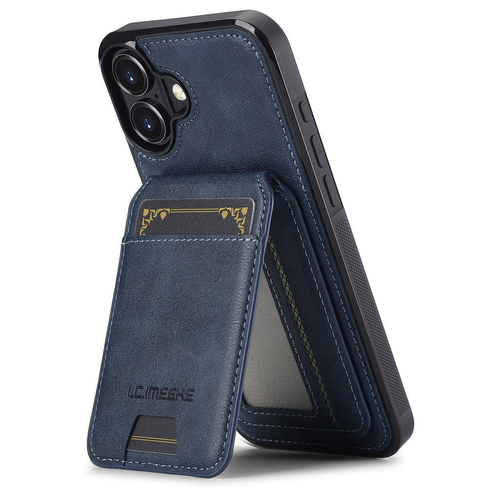 LC.IMEEKE L3 For iPhone 16 Magnetic Case Detachable Card Holder Leather+TPU Mobile Cover