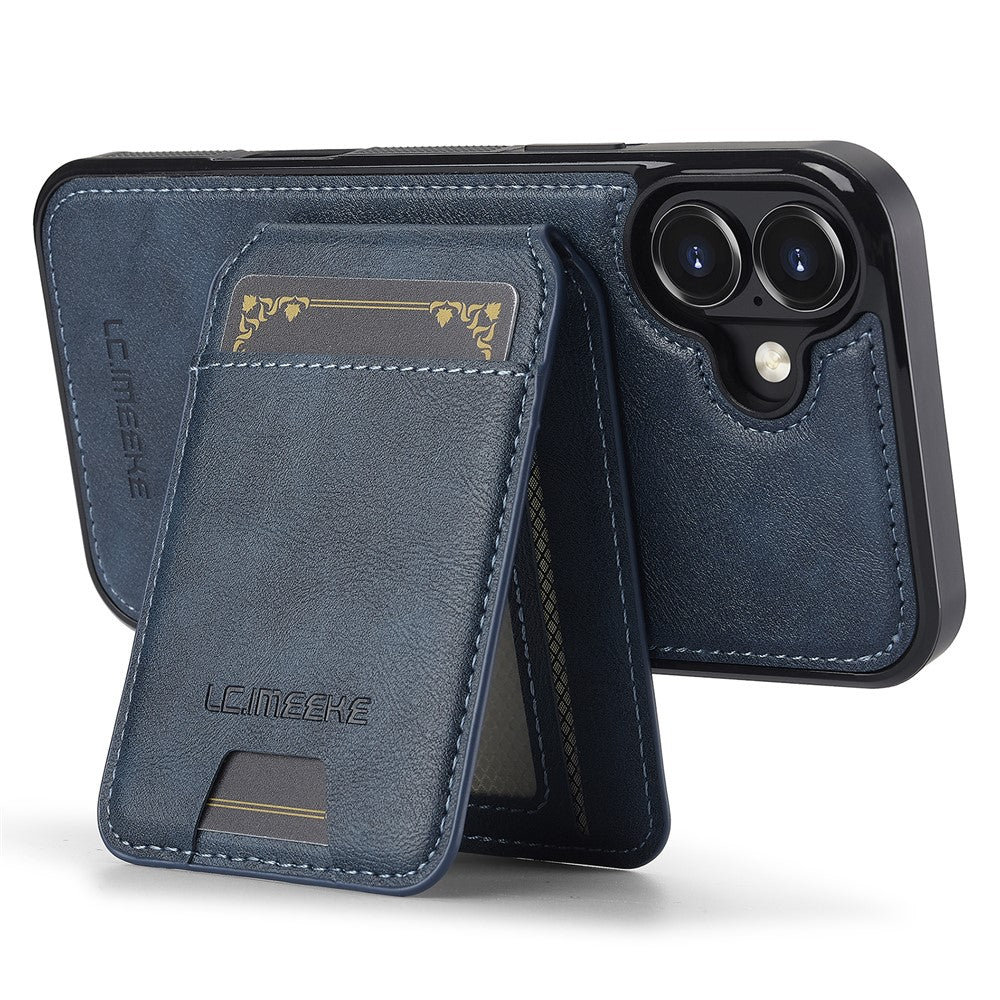LC.IMEEKE L3 For iPhone 16 Magnetic Case Detachable Card Holder Leather+TPU Mobile Cover