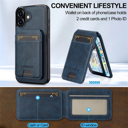 LC.IMEEKE L3 For iPhone 16 Magnetic Case Detachable Card Holder Leather+TPU Mobile Cover