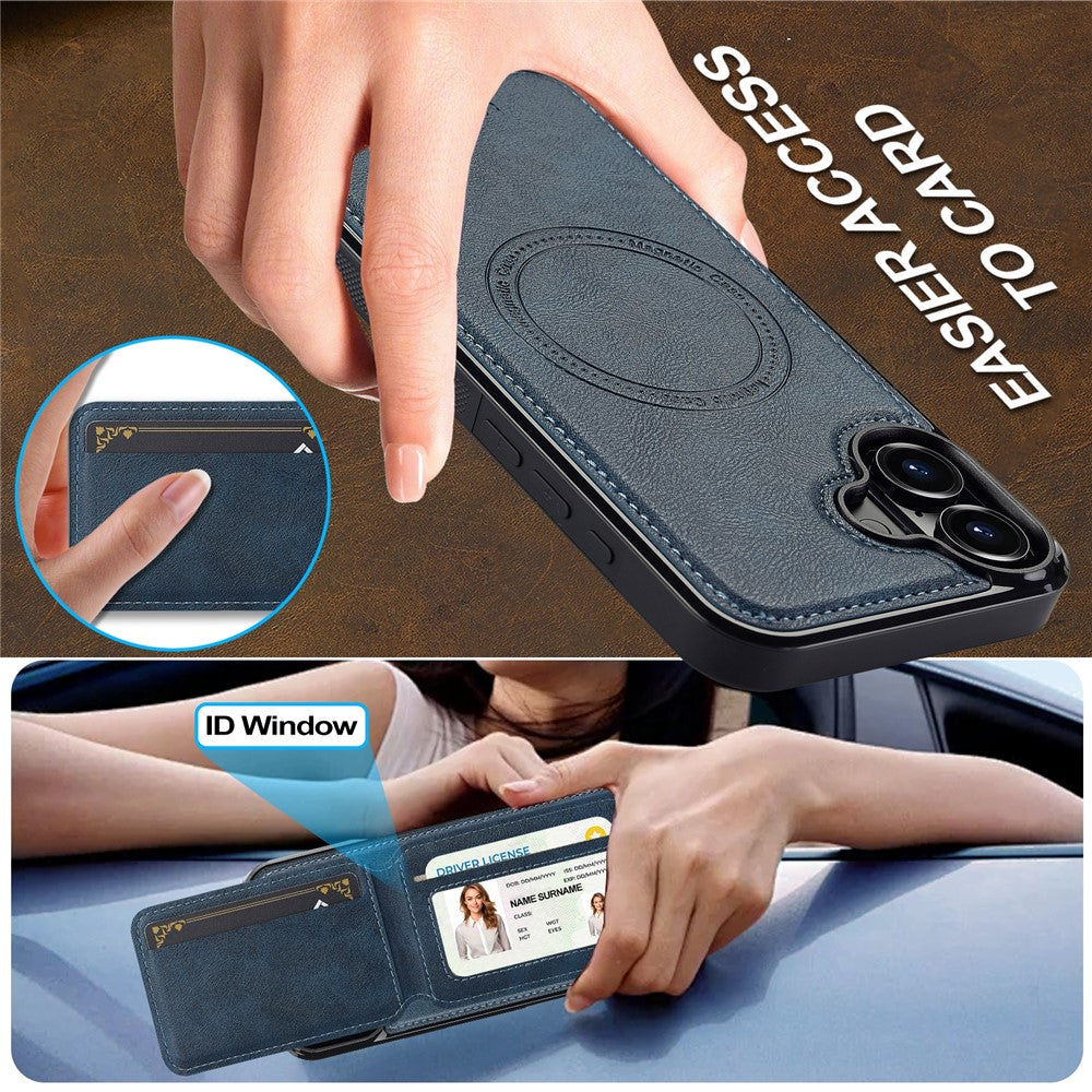 LC.IMEEKE L3 For iPhone 16 Magnetic Case Detachable Card Holder Leather+TPU Mobile Cover