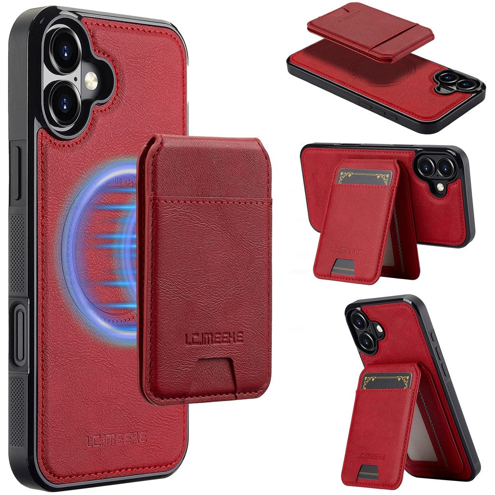 LC.IMEEKE L3 For iPhone 16 Magnetic Case Detachable Card Holder Leather+TPU Mobile Cover