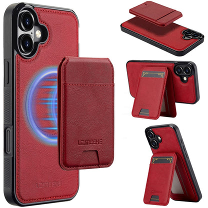 LC.IMEEKE L3 For iPhone 16 Magnetic Case Detachable Card Holder Leather+TPU Mobile Cover