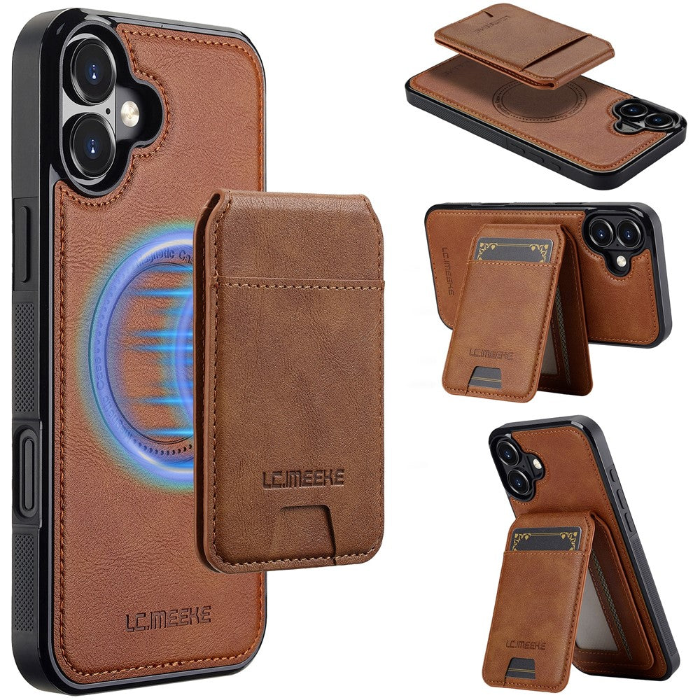 LC.IMEEKE L3 For iPhone 16 Magnetic Case Detachable Card Holder Leather+TPU Mobile Cover
