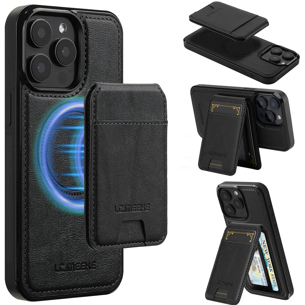 LC.IMEEKE L3 For iPhone 14 Pro Magnetic Case Detachable Card Holder Leather+TPU Mobile Cover