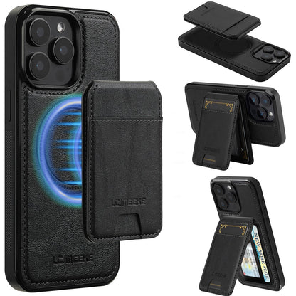 LC.IMEEKE L3 For iPhone 14 Pro Magnetic Case Detachable Card Holder Leather+TPU Mobile Cover