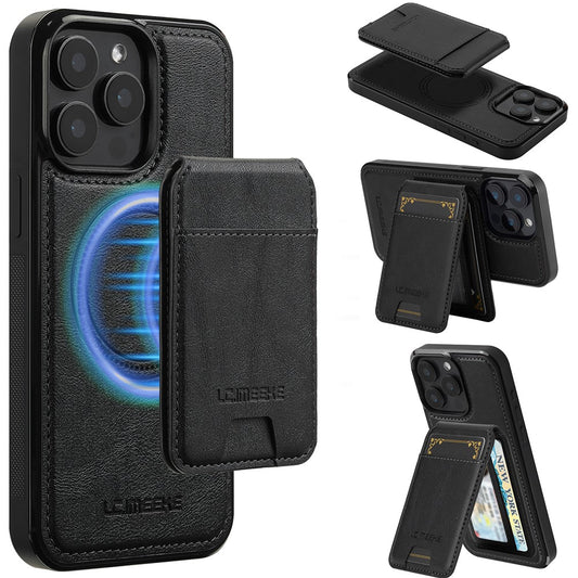 LC.IMEEKE L3 For iPhone 14 Pro Magnetic Case Detachable Card Holder Leather+TPU Mobile Cover