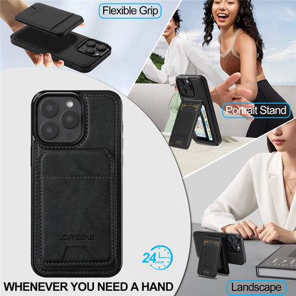 LC.IMEEKE L3 For iPhone 14 Pro Magnetic Case Detachable Card Holder Leather+TPU Mobile Cover